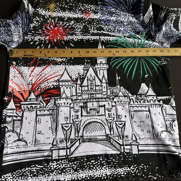 Disney Shirt Mens Medium Black Disneyland Resort Castle Fireworks Disney100 Tee - Picture 10 of 11
